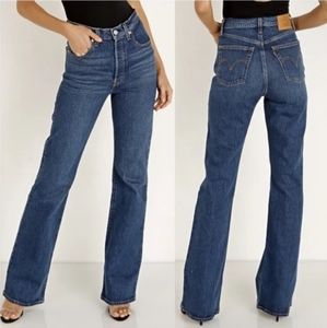Levi's Ribcage Boot Cut Denim Jeans Blue Women's 30 Button Fly High Rise Stretch